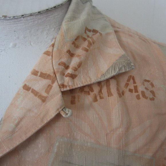 Bahama Bay Men Hawaiian camp shirt p2p 24" L aloha luau tropical silk vtg hula - Picture 5 of 9